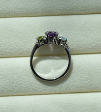 Load image into Gallery viewer, Exquisite Silver Ring with Aqua Marine, Amethyst, and Citrine Stones