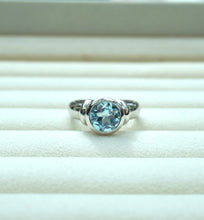 Load image into Gallery viewer, Silver Ring with Aqua Marine Stone