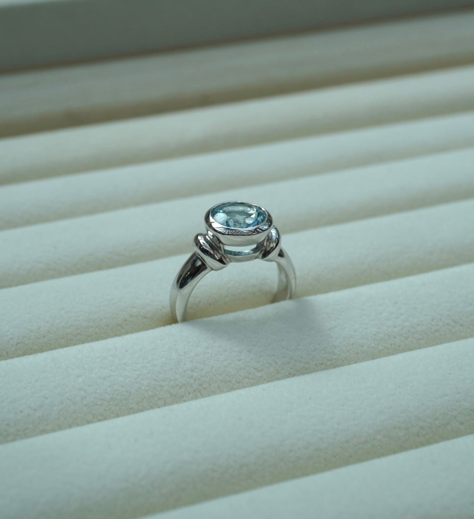 Silver Ring with Aqua Marine Stone