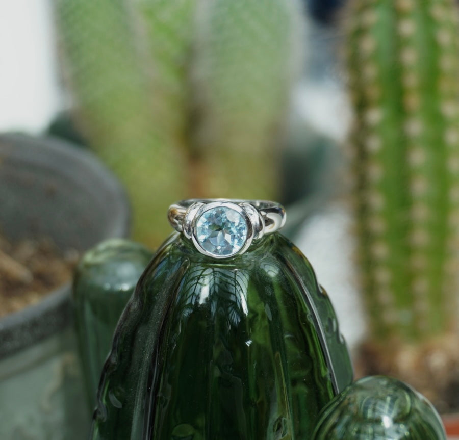 Silver Ring with Aqua Marine Stone