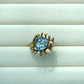 Silver Gold-Plated Ring with Aquamarine and Bird Detail