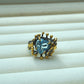 Silver Gold-Plated Ring with Aquamarine and Bird Detail