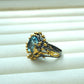 Silver Gold-Plated Ring with Aquamarine and Bird Detail