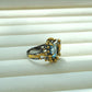Silver Gold-Plated Ring with Aquamarine and Bird Detail