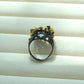 Silver Gold-Plated Ring with Aquamarine and Bird Detail