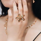 honey-colored flower ring with high-quality  
