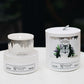 secret mystique scented candle in white cylindrical packaging with a wolf in the forest