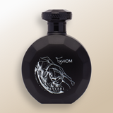 Fehom perfume in a black matte bottle with a rose drawn on it