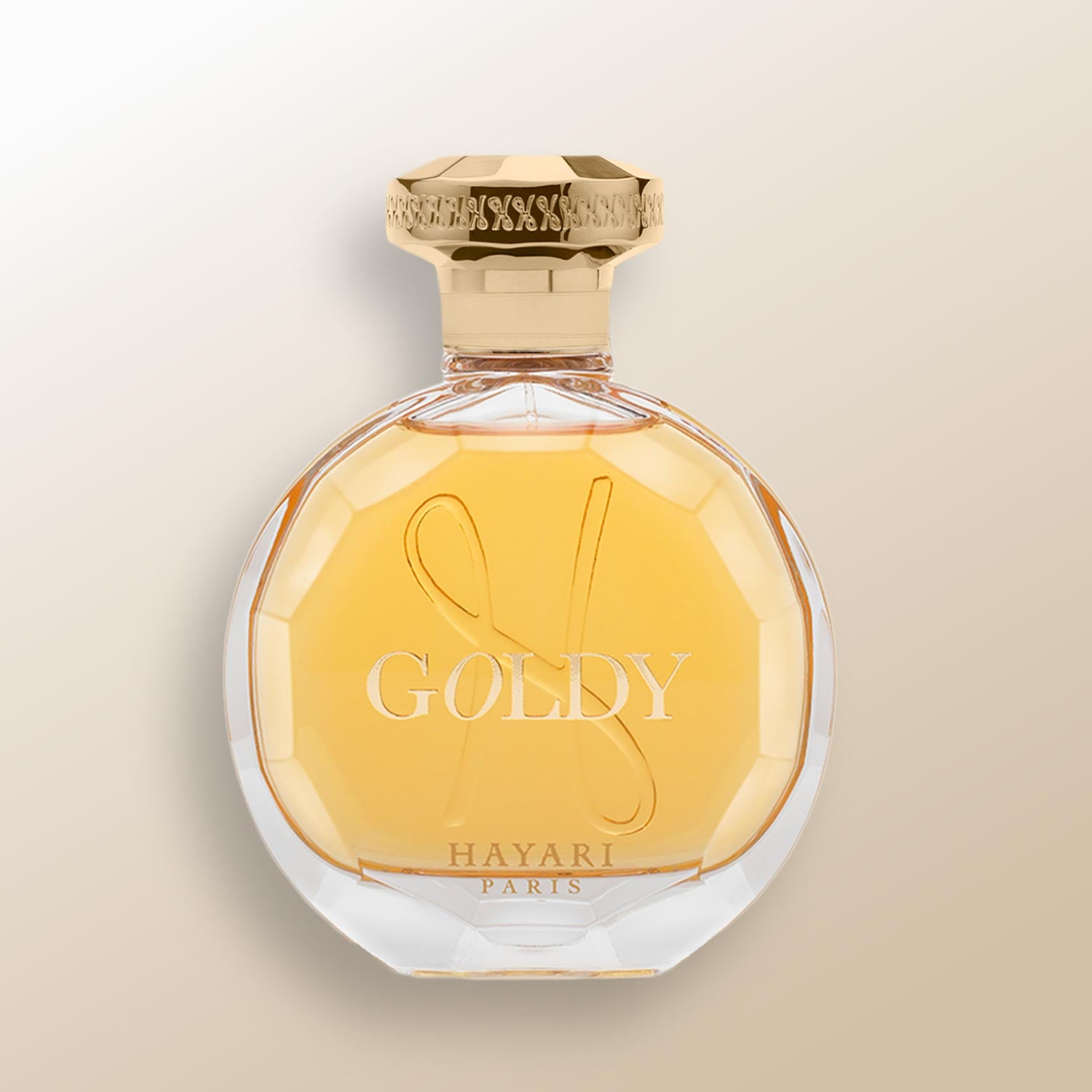 goldy eau de parfum for women in a clear bottle with gold cap